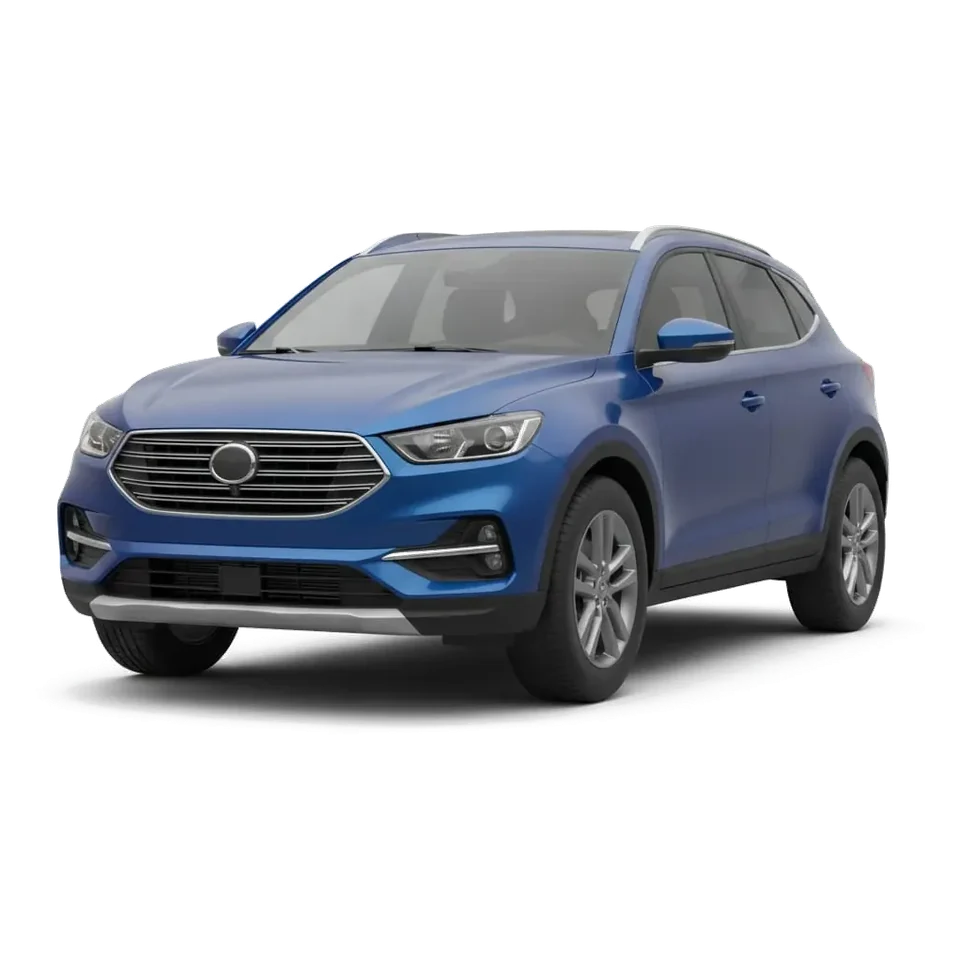 A frente de um SUV compacto azul.